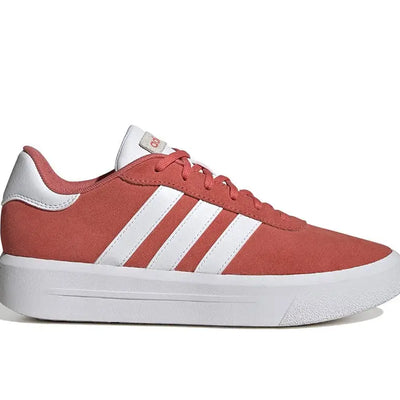 Zapatilla Adidas Court Plataforma Suede Mujer Coral - Blanco