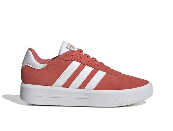 Zapatilla Adidas Court Plataforma Suede Mujer Coral - Blanco