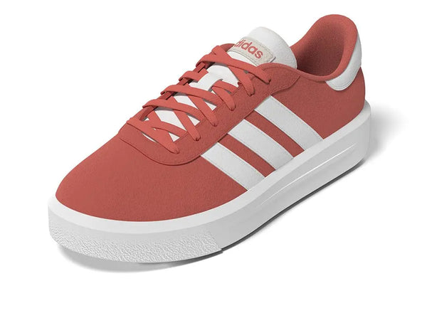 Zapatilla Adidas Court Plataforma Suede Mujer Coral - Blanco