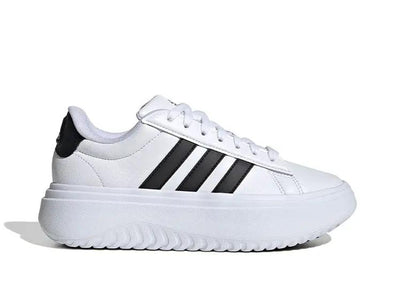 Zapatilla Adidas Grand Court Plataforma Cuero Mujer Blanco