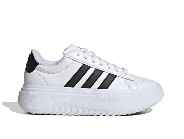 Zapatilla Adidas Grand Court Plataforma Cuero Mujer Blanco