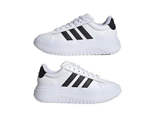Zapatilla Adidas Grand Court Plataforma Cuero Mujer Blanco