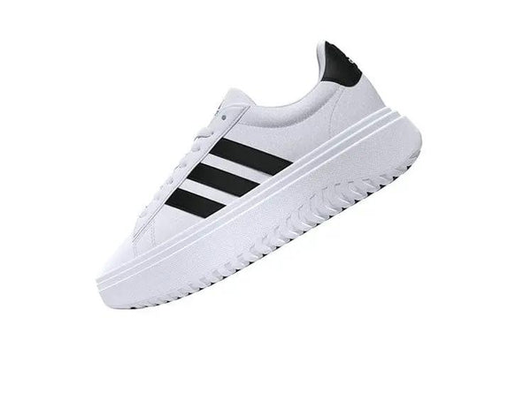 Zapatilla Adidas Grand Court Plataforma Cuero Mujer Blanco