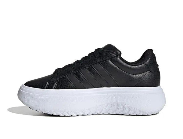 Zapatilla Adidas Grand Court Plataforma Cuero Mujer Negro