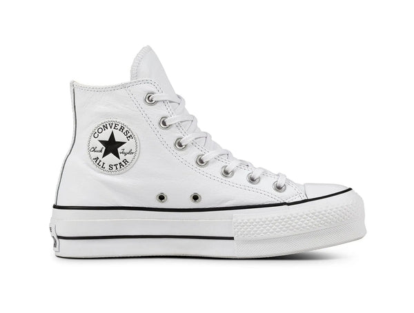 Zapatilla Converse Chuck Taylor Plataforma Cuero Hi Mujer Blanco