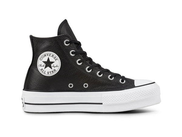 Zapatilla Converse Chuck Taylor Plataforma Cuero Hi Mujer Negro