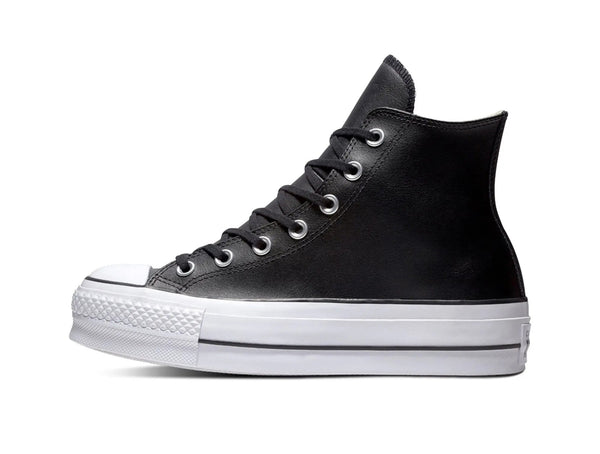Zapatilla Converse Chuck Taylor Plataforma Cuero Hi Mujer Negro