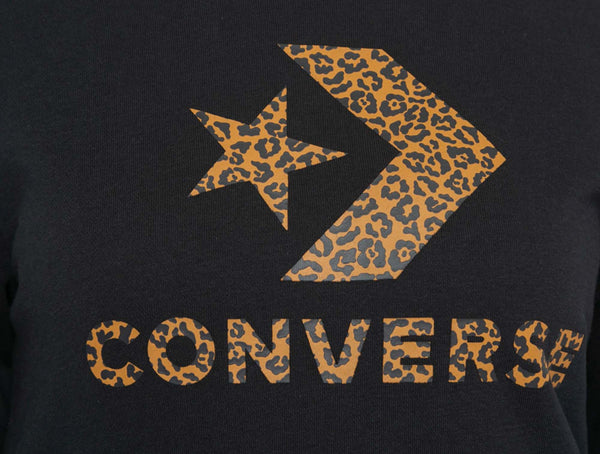 Poleron Converse Star Chevron Leopard Mujer Negro